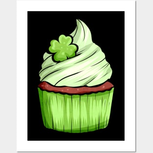 Muffin With Green Topping And Shamrock For St. Patricks Day Posters and Art